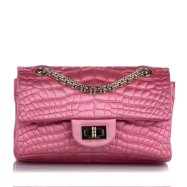 Reissue Croc Stitch Satin Double Flap Bag