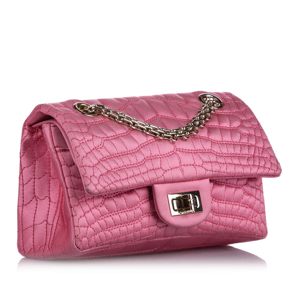 Reissue Croc Stitch Satin Double Flap Bag