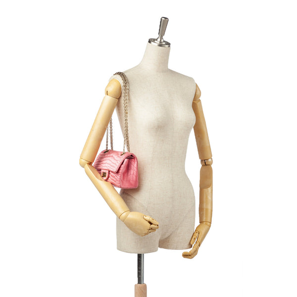 Reissue Croc Stitch Satin Double Flap Bag