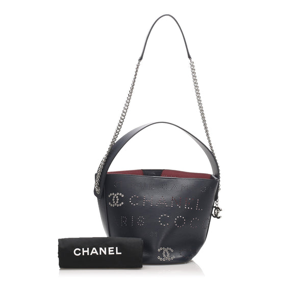 Eyelets Logo Leather Bucket Bag