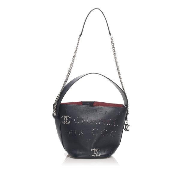 Eyelets Logo Leather Bucket Bag