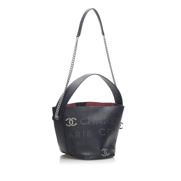 Eyelets Logo Leather Bucket Bag