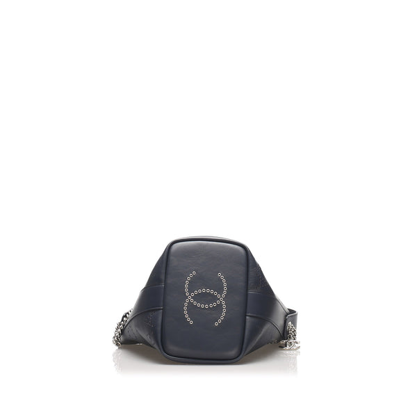 Eyelets Logo Leather Bucket Bag