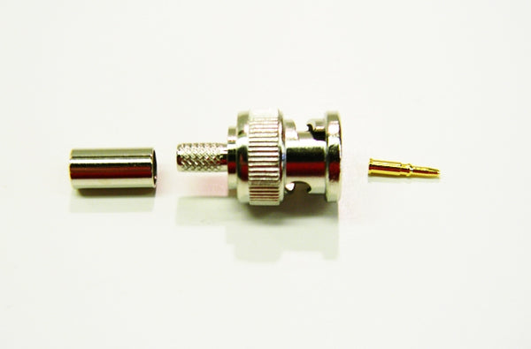 Datcom Realm BNC male crimp connector for RG58 cable.