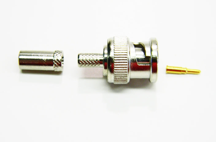 Datcom Realm BNC male crimp connector for RG58 plenum cable.