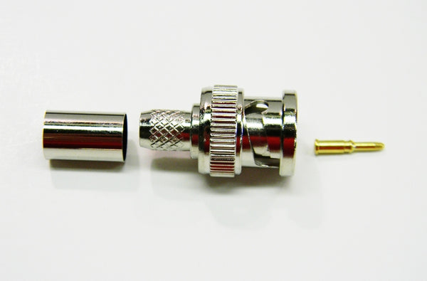 Datcom Realm BNC male crimp connector for RG6 cable .