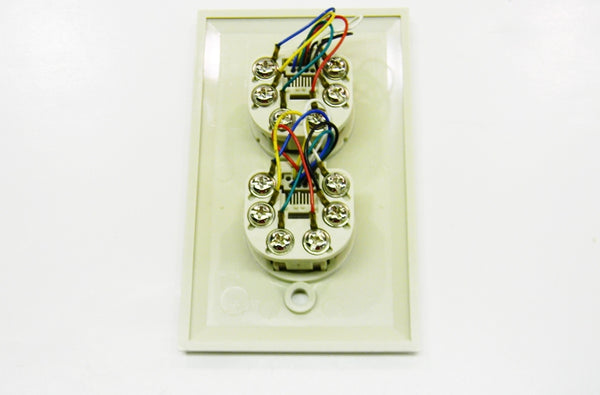 Datcom Realm RJ12 (6P6C) dual ivory screw terminal faceplate