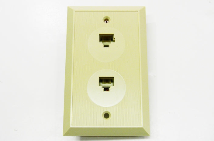 Datcom Realm RJ45 (8P8C) dual ivory screw terminal faceplate