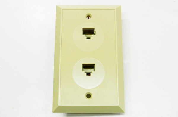 Datcom Realm RJ45 (8P8C) dual ivory screw terminal faceplate