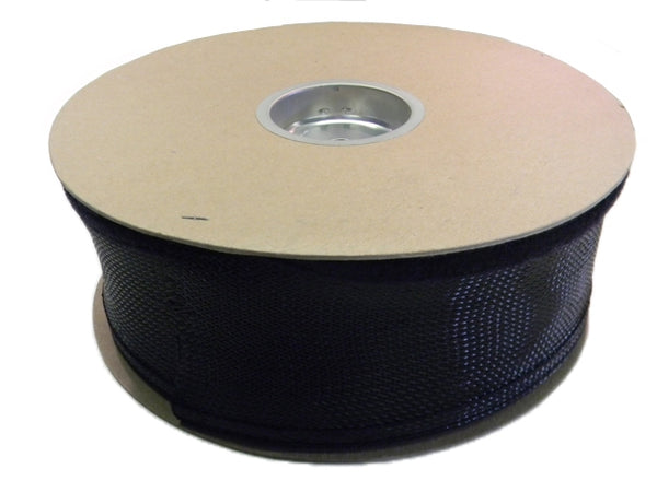 Techflex 2 inch diameter black hook and loop closure sleeving.