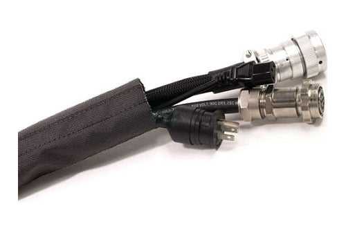 Techflex 2 inch diameter black hook and loop closure sleeving.