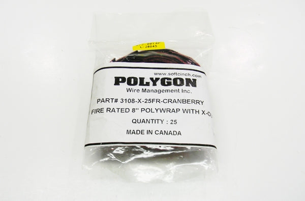 Polygon 3108-X-25-FR 8 inch cranberry plenum Velcro cable tie