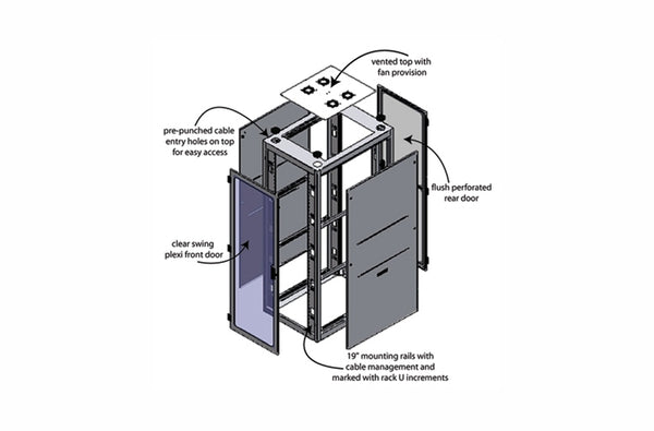 Hammond C4F247736BK1 44U server cabinet frame