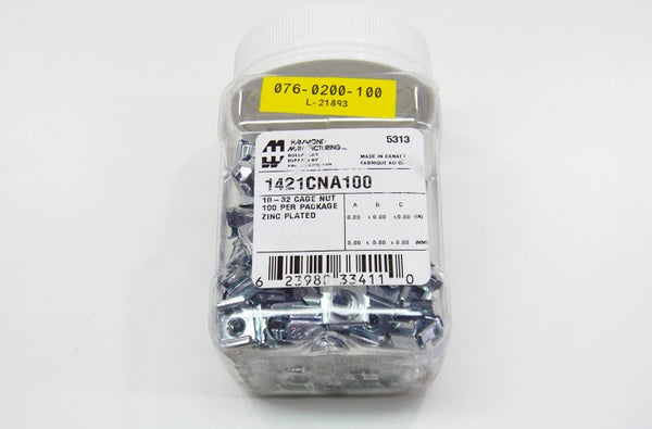 Hammond 1421CNA100 10-32 cage nuts 100 per pack