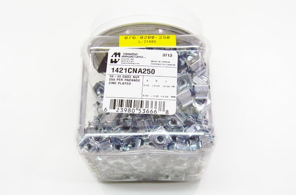 Hammond 1421CNA250 10-32 cage nuts 250 per pack