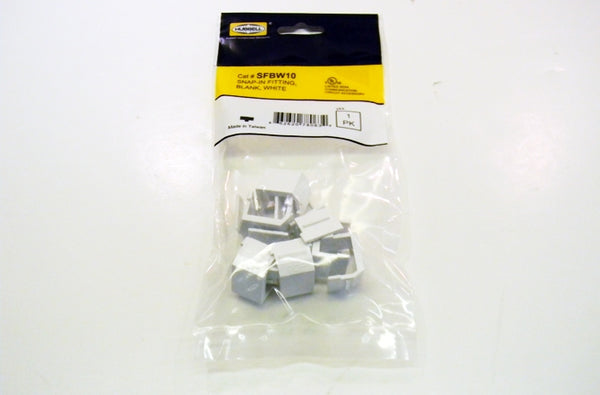 Hubbell SFWG10 white keystone faceplate blank insert 10 pack