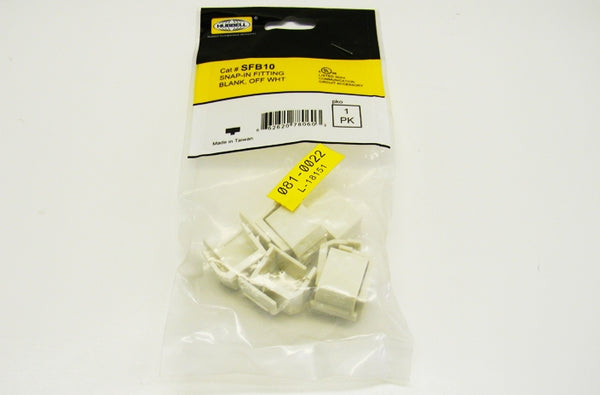 Hubbell SFB10 office white keystone faceplate blank insert 10 pack
