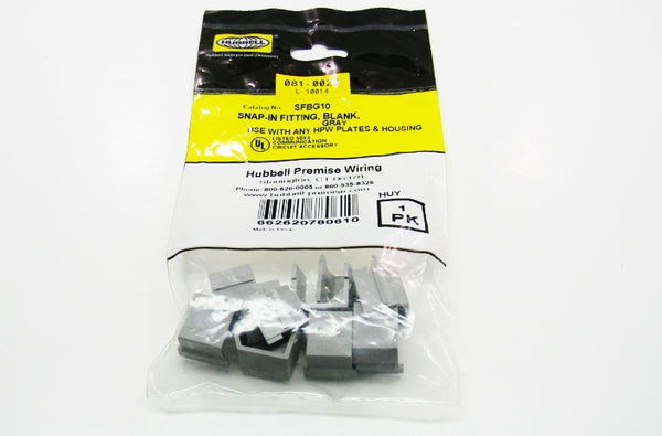 Hubbell SFBG10 grey keystone faceplate blank insert 10 pack