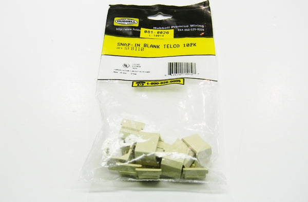 Hubbell SFBI10 ivory keystone faceplate blank insert 10 pack