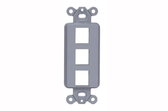 Hubbell ISF3GY 3 port keystone decorator faceplate grey
