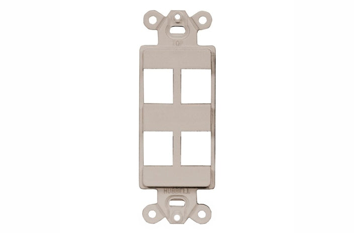 Hubbell ISF4AL 4 port keystone decorator faceplate almond