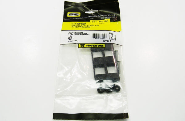 Hubbell ISF4BK 4 port keystone decorator faceplate black