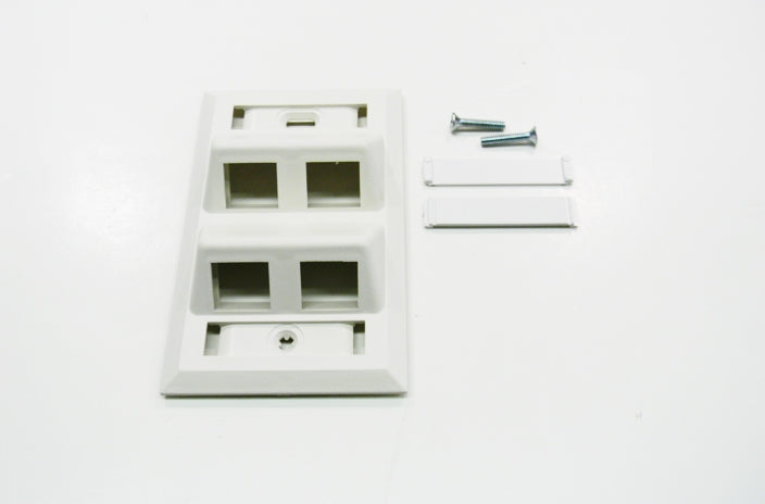 Hubbell AFP14W 4 port keystone wall mount angled faceplate white