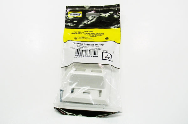 Hubbell AFP14 4 port keystone angled faceplate office white