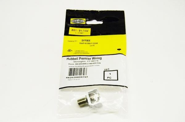 Hubbell SFFWX F-type white female to female coupler
