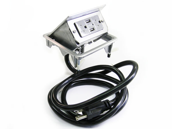 Hubbell WSBUSB2X2ALU 2x2 USB work surface aluminum pop up box