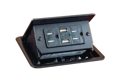 Hubbell WSBUSB2X2BLK 2x2 USB table top pop up box