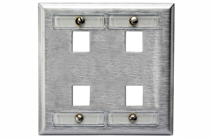 Hubbell SSFL24 4 port keystone wall mount faceplate stainless steel