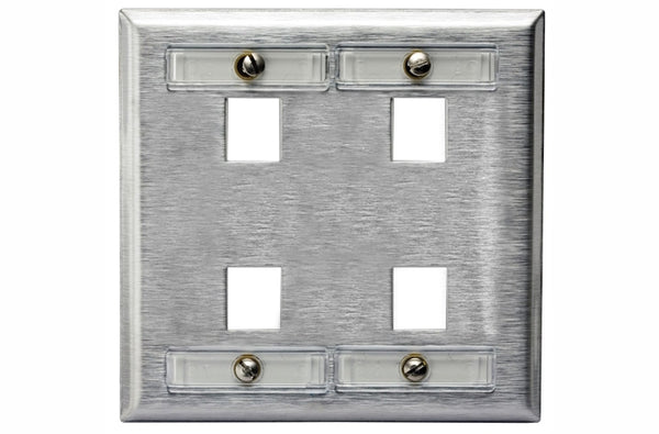 Hubbell SSFL24 4 port keystone wall mount faceplate stainless steel