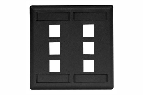 Hubbell IFP26BK 6 port keystone wall mount faceplate black