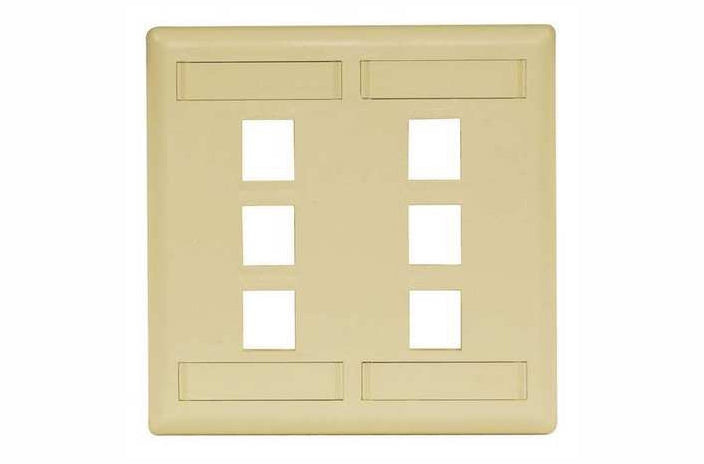 Hubbell IFP26EI 6 port keystone wall mount faceplate electric ivory