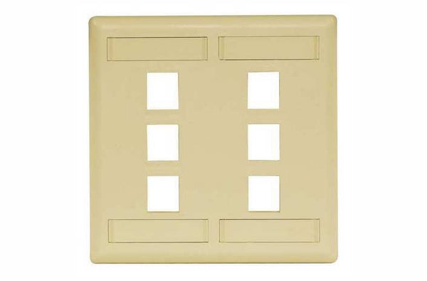 Hubbell IFP26EI 6 port keystone wall mount faceplate electric ivory
