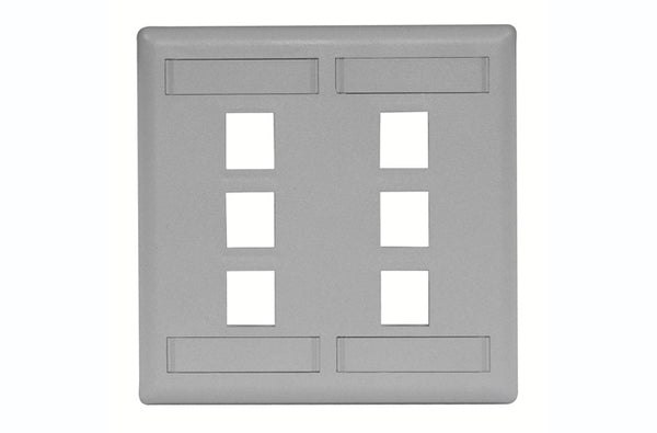 Hubbell IFP26GY 6 port keystone wall mount faceplate grey