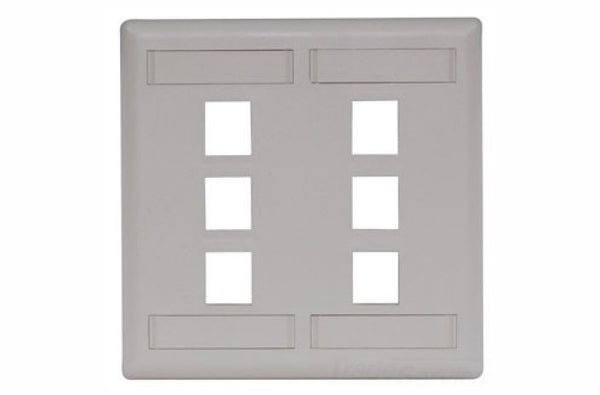 Hubbell IFP26OW 6 port keystone wall mount faceplate office white