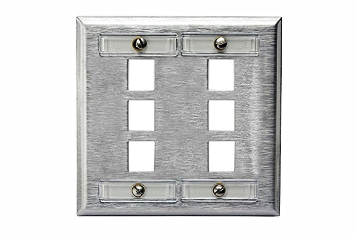 Hubbell SSFL26 6 port keystone wall mount faceplate stainless steel