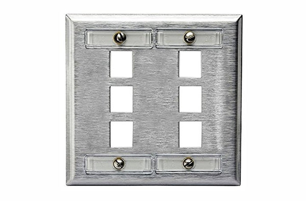 Hubbell SSFL26 6 port keystone wall mount faceplate stainless steel