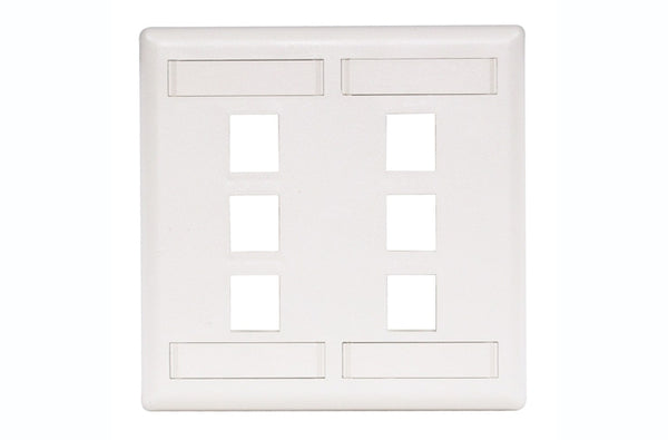 Hubbell IFP26W 6 port keystone wall mount faceplate white