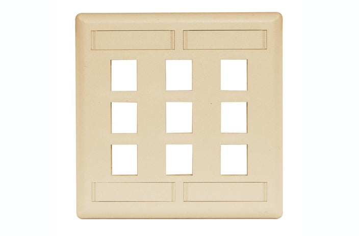 Hubbell IFP29EI 9 port keystone wall mount faceplate electric ivory