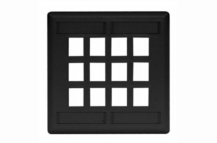 Hubbell IFP212BK 12 port keystone wall mount faceplate black