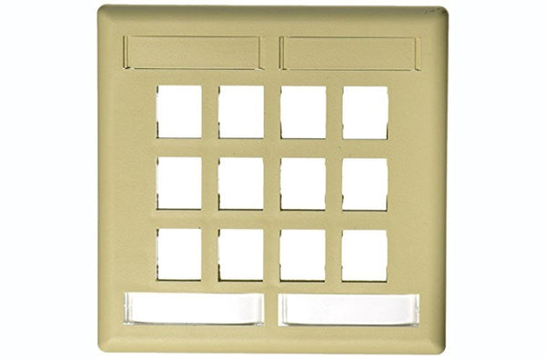Hubbell IFP212EI 12 port keystone wall mount faceplate electric ivory