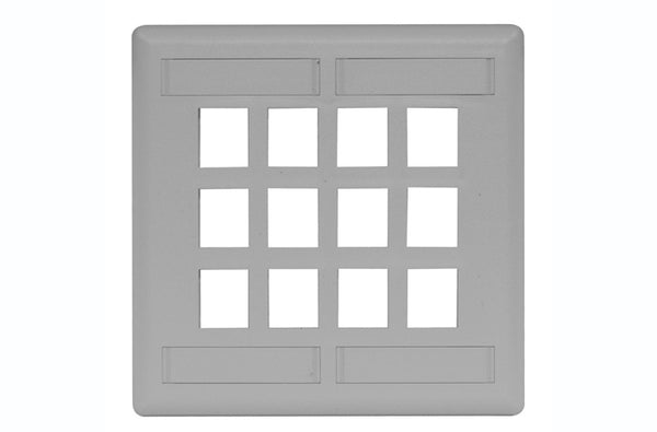 Hubbell IFP212GY 12 port keystone wall mount faceplate grey