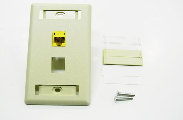 Hubbell IFP12EI 2 port keystone wall mount faceplate electric ivory