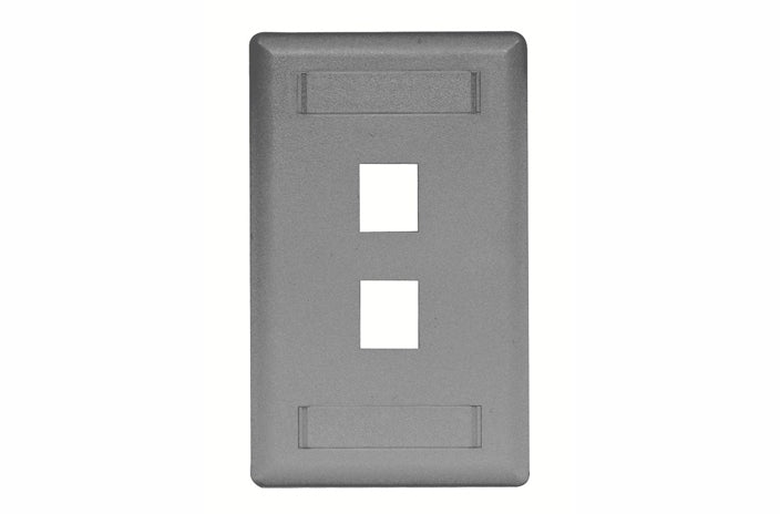 Hubbell IFP12GY 2 port keystone wall mount faceplate grey