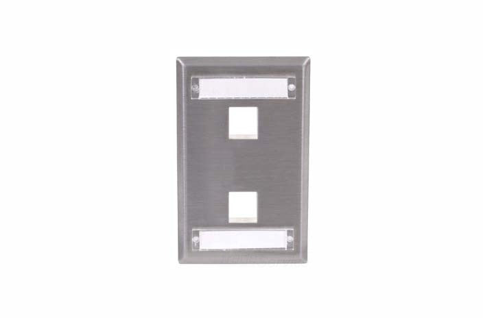 Hubbell SSFL12 2 port keystone wall mount faceplate stainless steel