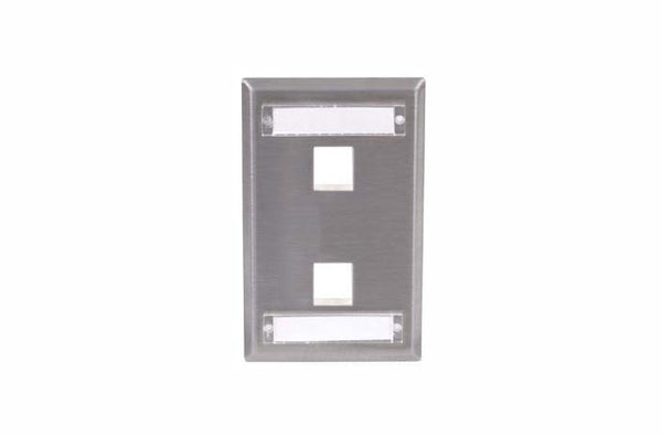 Hubbell SSFL12 2 port keystone wall mount faceplate stainless steel