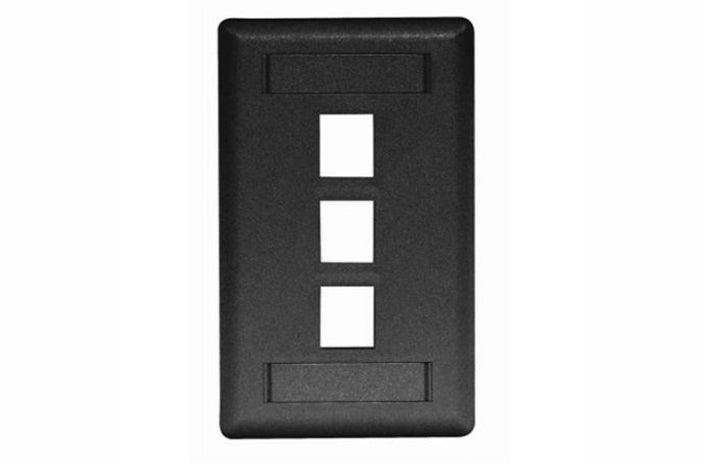 Hubbell IFP13BK 3 port keystone wall mount faceplate black
